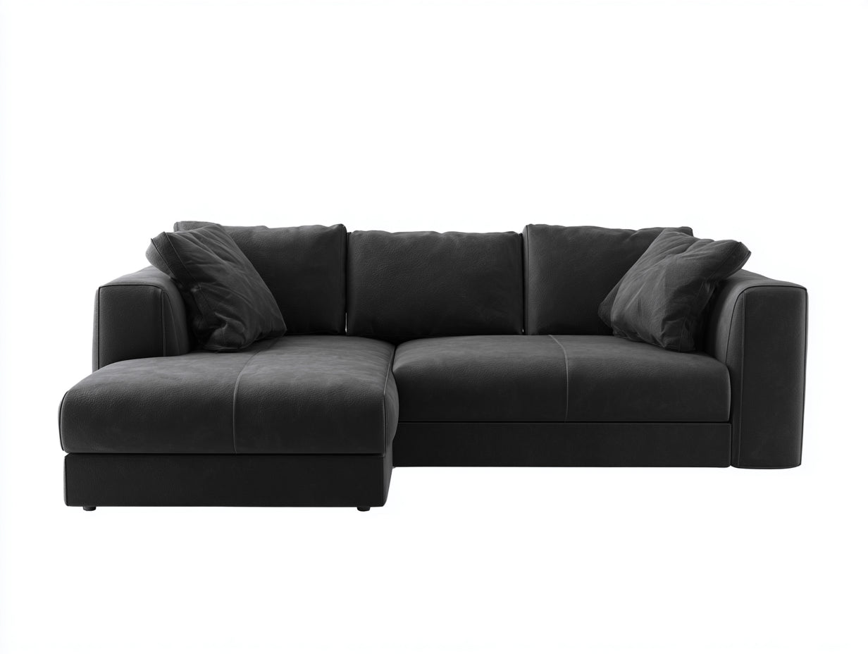Divano angolare-Similpelle-286x166x83 cm-Nero-Contemporaneo