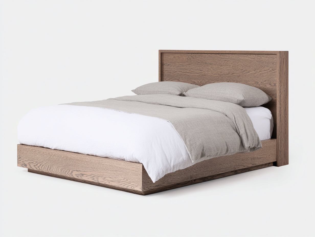 Letto matrimoniale - Legno lavorato - 207x165x88 cm - Rovere naturale - moderno essenziale