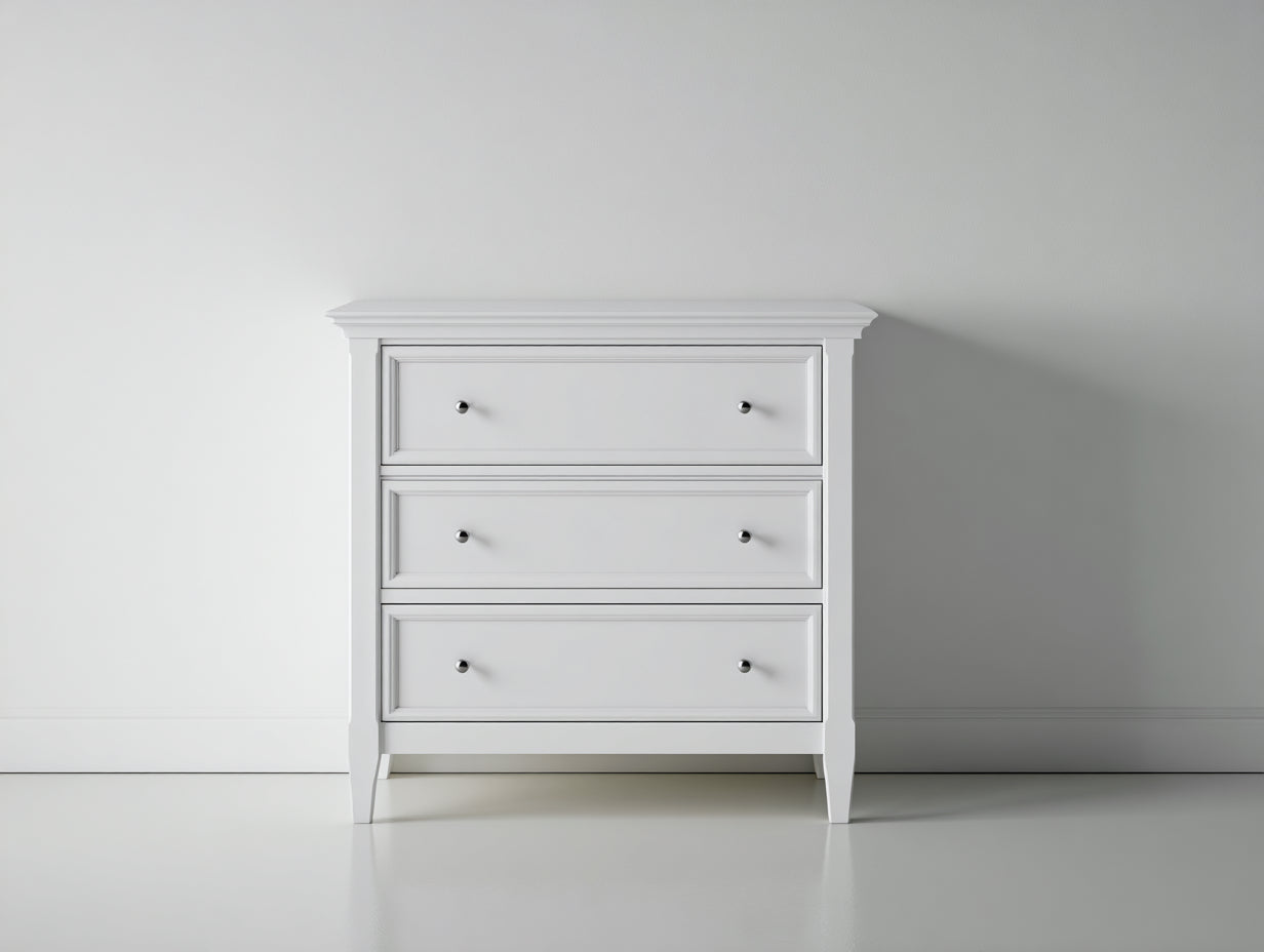 Cassettiera - legno ingegnerizzato - metallo - 92x42x82 cm - bianco-argento - classico