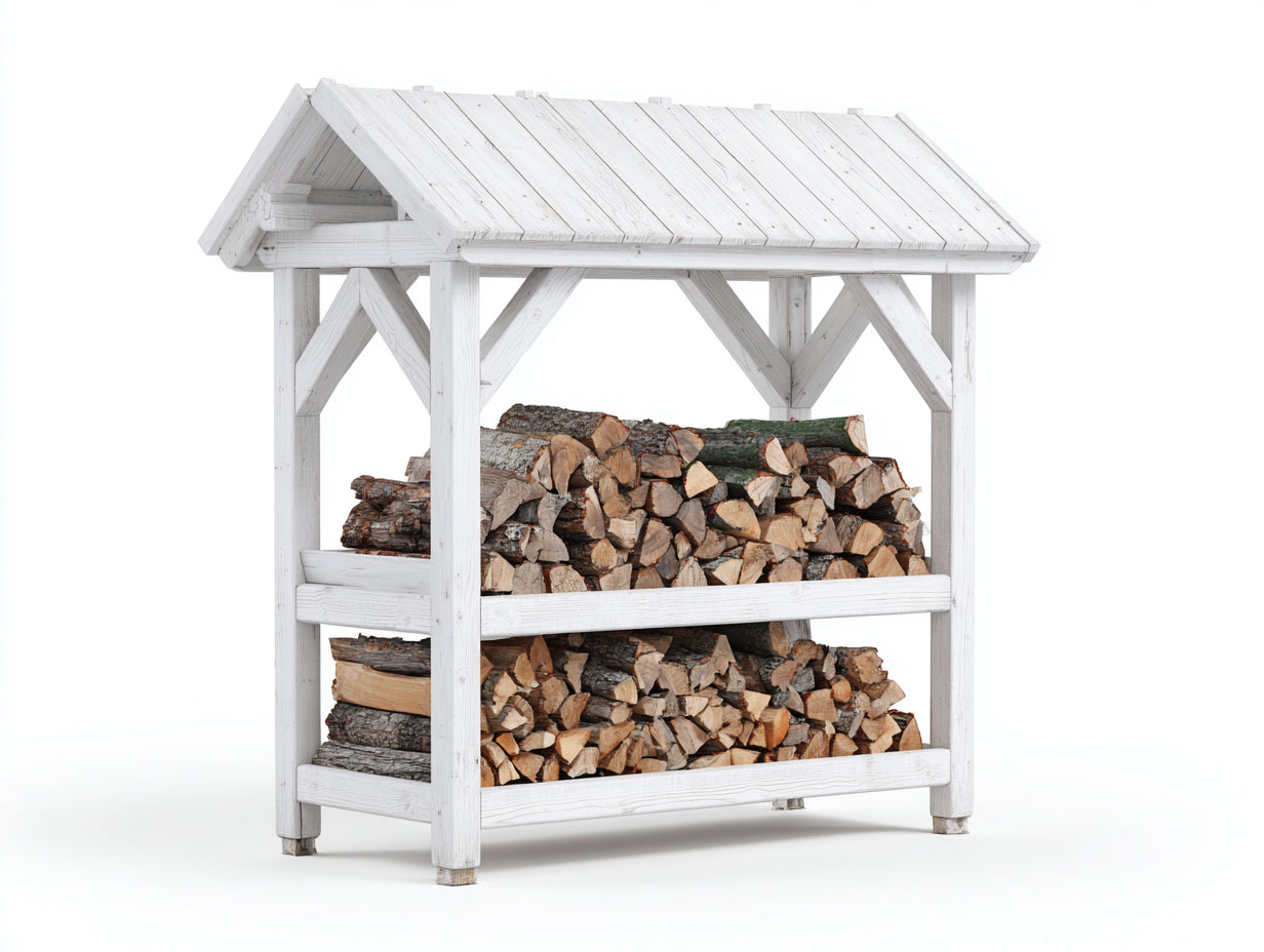 Portalegna - legno - 170 x 78 x 176 cm - Bianco - country