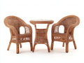 Set salotto da terrazza - rattan-vetro - 58x58x71 cm - marrone chiaro - stile classico