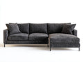 Divano angolare-Velluto a coste-Metallo-296x164x83 cm-Grigio scuro-Nero-Industriale moderno