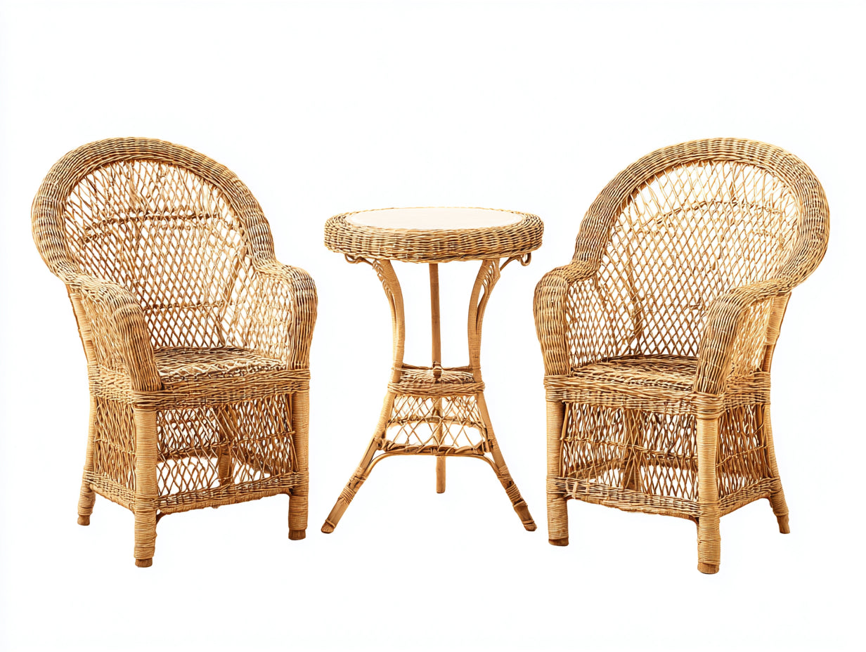 Set salotto da terrazza - vimini - 52x52x73 cm - naturale - stile boho