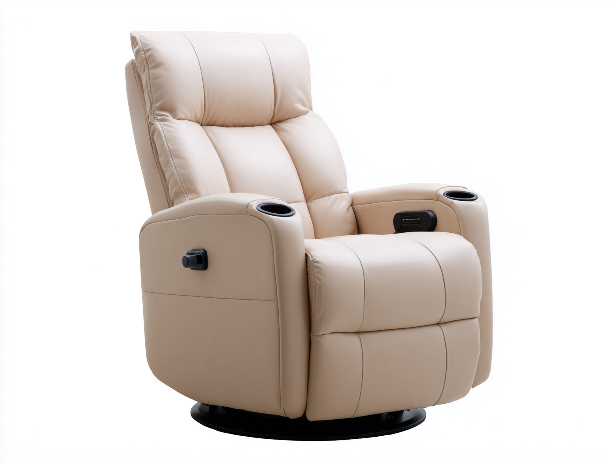Poltrona reclinabile-Similpelle-Metallo-89x97x108 cm-Beige-Moderno funzionale