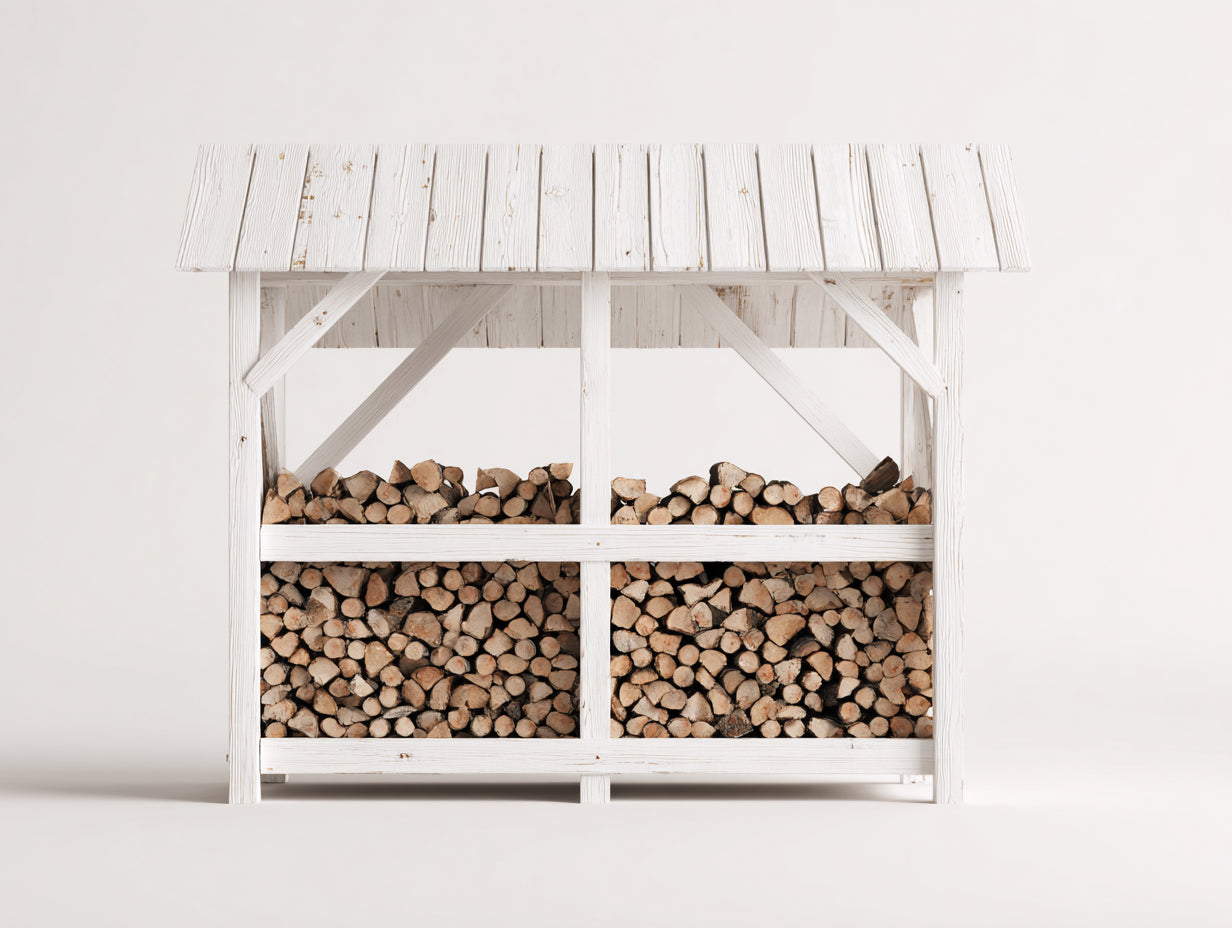 Portalegna - legno - 220 x 82 x 172 cm - Bianco - vintage