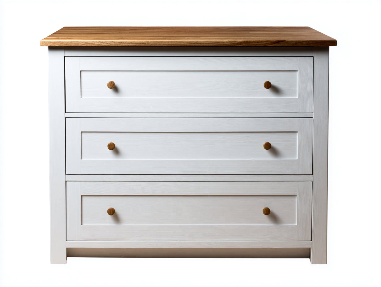 Cassettiera - Legno lavorato-Legno - 115x42x84 cm - Bianco-Rovere - country