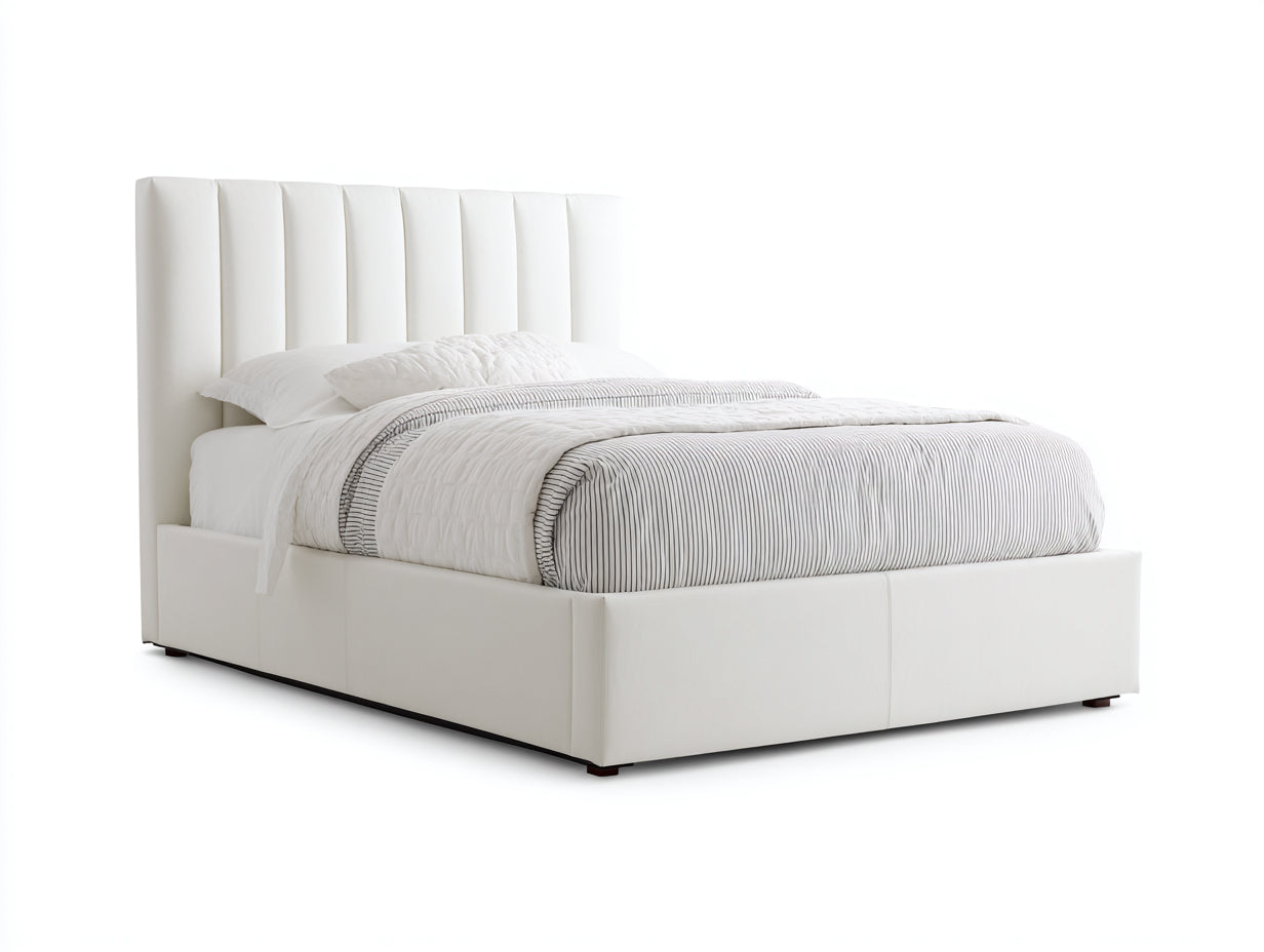 Letto matrimoniale - Tessuto - 216x175x120 cm - Bianco caldo - moderno imbottito