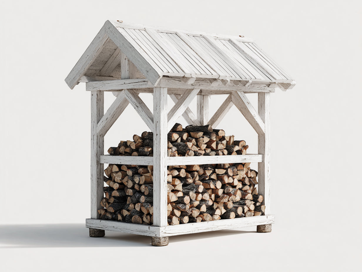 Portalegna - legno - 135 x 72 x 160 cm - Bianco - vintage