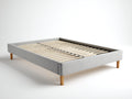 Letto matrimoniale - Tessuto-Legno - 211x169x40 cm - Grigio chiaro-Rovere - moderno con rete