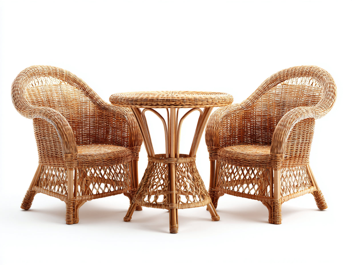 Set salotto da terrazza - rattan - 61x61x72 cm - naturale - stile tradizionale