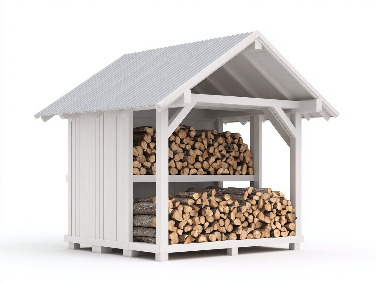 Portalegna - legno - 310 x 145 x 205 cm - Bianco - minimalista
