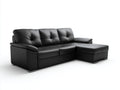 Divano angolare-Similpelle-Metallo-268x156x86 cm-Nero-Acciaio lucido-Moderno