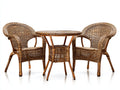 Set salotto da terrazza - rattan - 60x60x70 cm - marrone scuro - stile rustico