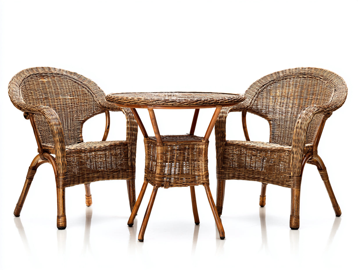 Set salotto da terrazza - rattan - 60x60x70 cm - marrone scuro - stile rustico