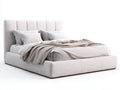 Letto matrimoniale - tessuto - 218x183x112 cm - beige chiaro - moderno imbottito