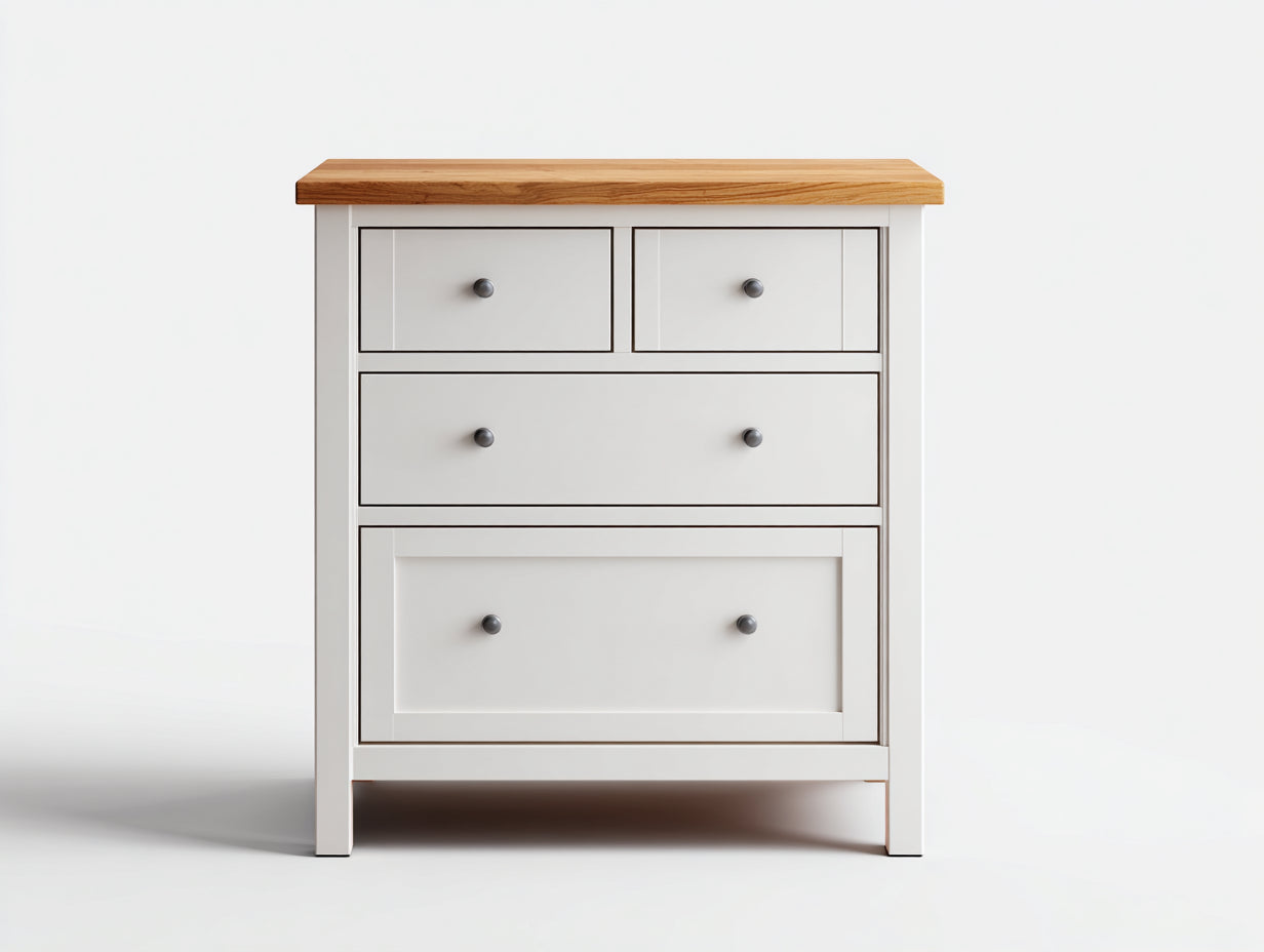 Cassettiera - Legno lavorato-Metallo - 85x40x88 cm - Bianco-Rovere - moderno