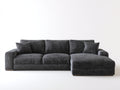 Divano angolare-Velluto a coste-Legno-288x162x82 cm-Grigio antracite-Legno scuro-Contemporaneo