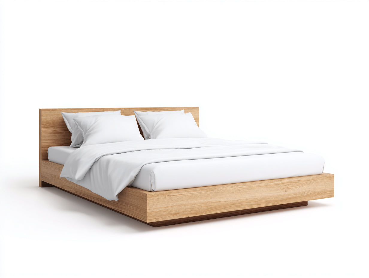 Letto matrimoniale - legno - 213x174x106 cm - rovere miele - minimalista caldo