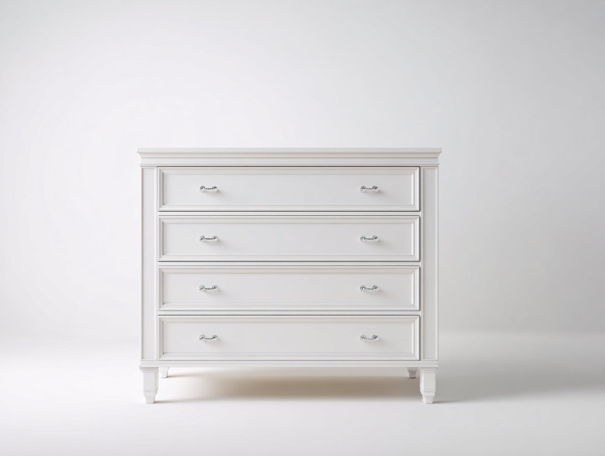 Cassettiera - legno ingegnerizzato - metallo - 110x45x92 cm - bianco-argento - elegante
