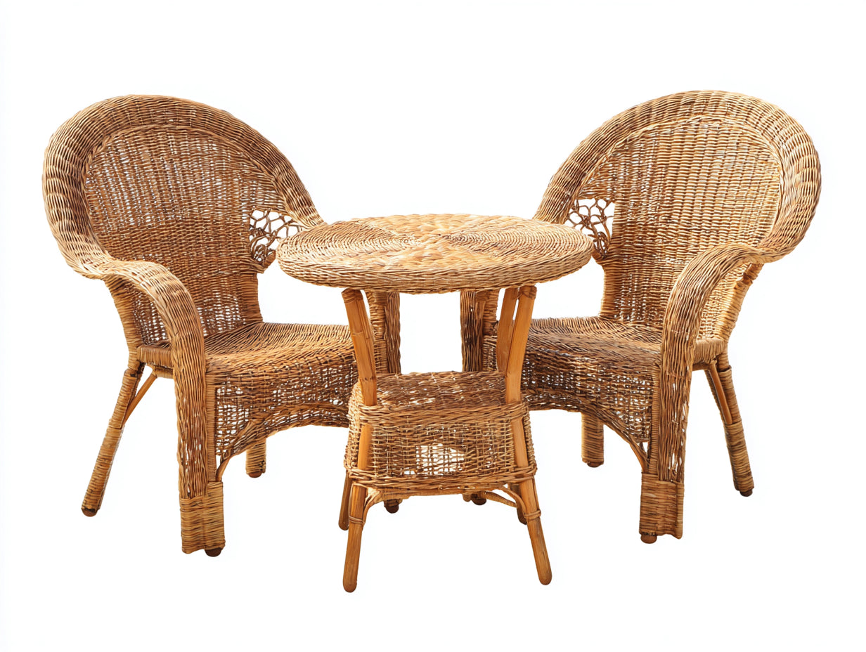 Set salotto da terrazza - rattan - 62x62x70 cm - miele - stile naturale
