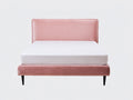 Letto matrimoniale - velluto-metallo - 214x174x108 cm - rosa salmone - moderno imbottito