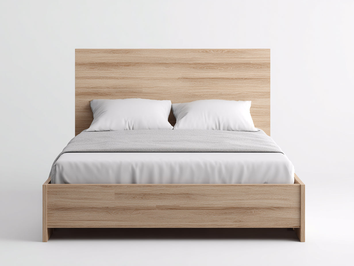Letto matrimoniale - legno - 214x174x110 cm - rovere chiaro - minimalista nordico