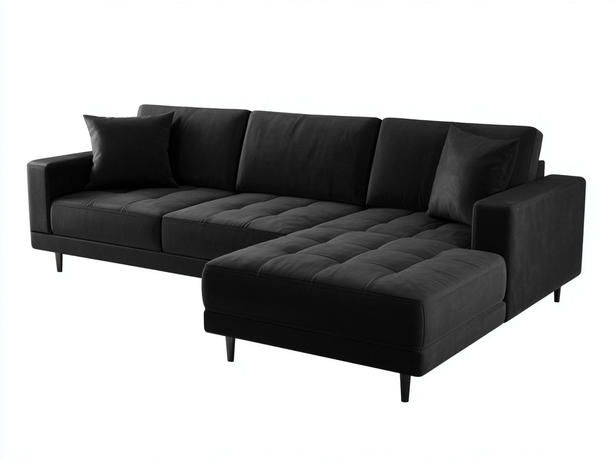 Divano angolare-Tessuto-Metallo-292x166x84 cm-Nero-Moderno