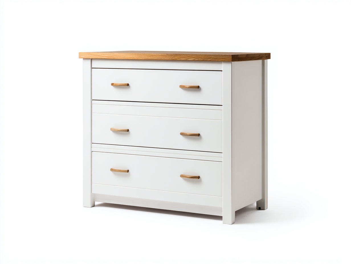 Cassettiera - Legno lavorato-Legno - 110x43x86 cm - Bianco-Rovere - moderno