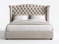 Letto matrimoniale - tessuto-legno-metallo - 220x185x145 cm - beige - capitonné classico