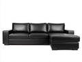 Divano angolare-Similpelle-Legno-278x158x82 cm-Nero-Legno scuro-Moderno