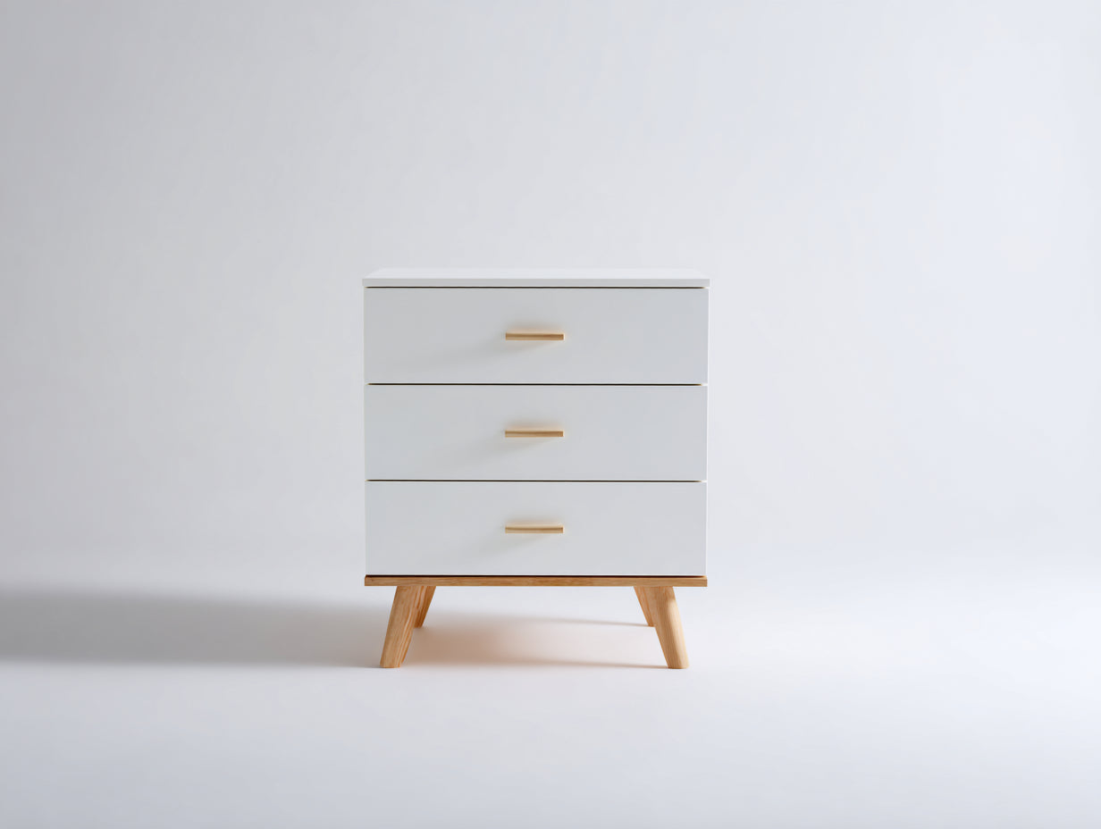 Cassettiera - legno ingegnerizzato - legno - 70x35x76 cm - bianco-naturale - scandinavo