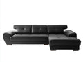 Divano angolare-Similpelle-Legno-276x160x82 cm-Nero-Legno scuro-Moderno