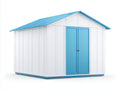 Casetta da giardino - resina-metallo - 320x215x230 cm - bianco-azzurro - stile moderno luminoso