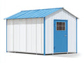 Casetta da giardino - metallo-vetro - 380x220x235 cm - bianco-blu - stile pratico industriale