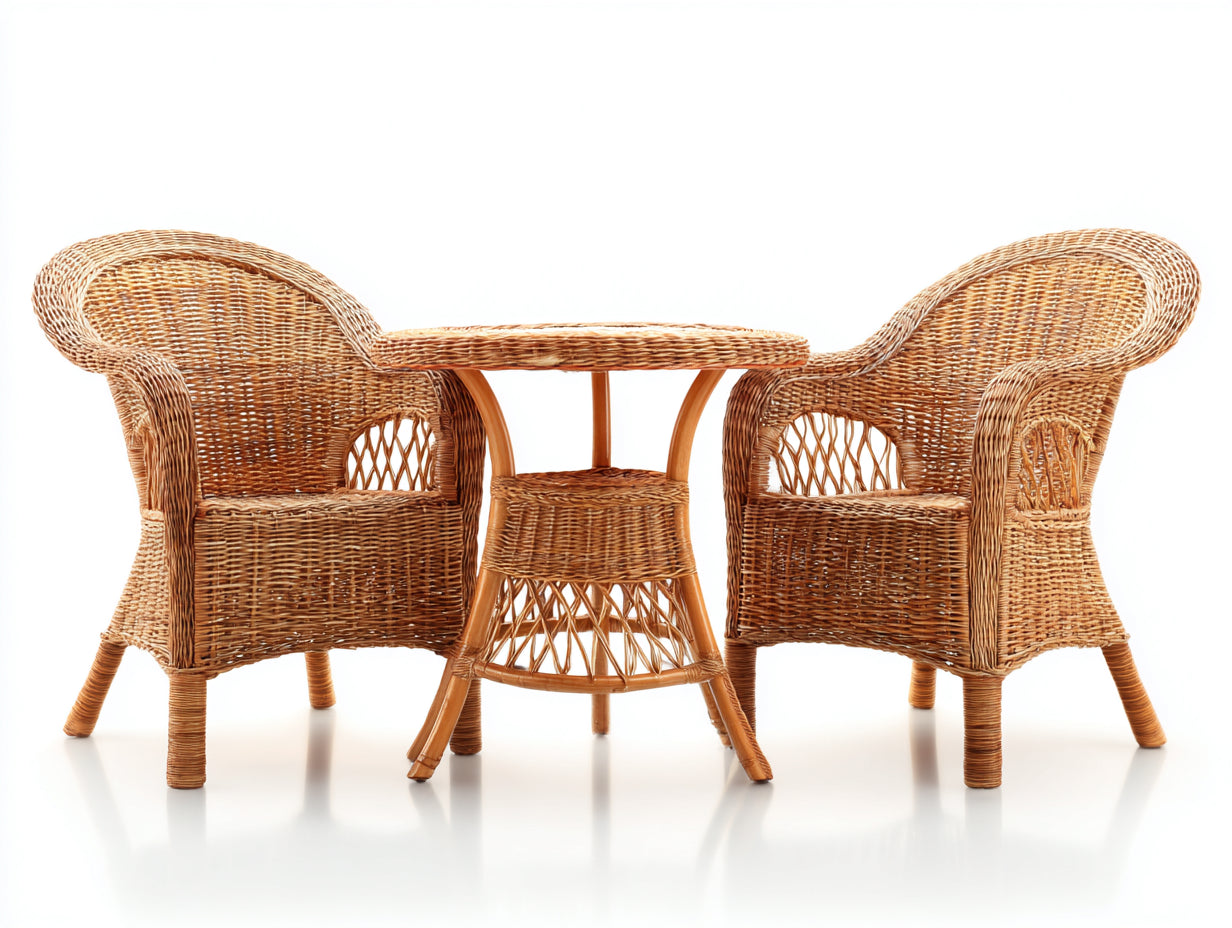Set salotto da terrazza - rattan - 60x60x68 cm - naturale - stile artigianale