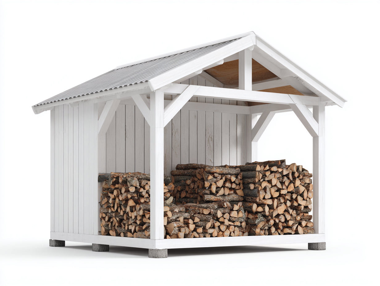Portalegna - legno - 330 x 155 x 218 cm - Bianco-Grigio - contemporaneo