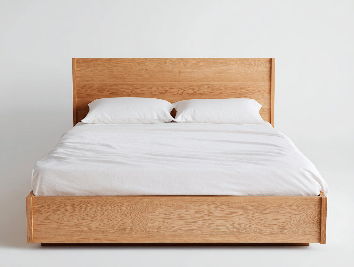 Letto matrimoniale - legno - 214x175x112 cm - rovere naturale - minimalista naturale