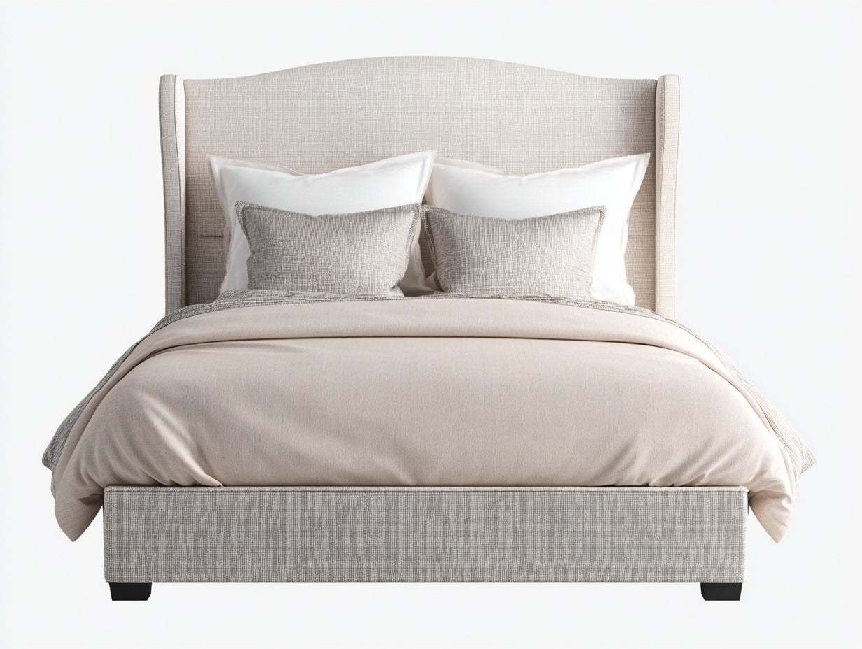 Letto matrimoniale - tessuto - 221x186x138 cm - beige - classico elegante