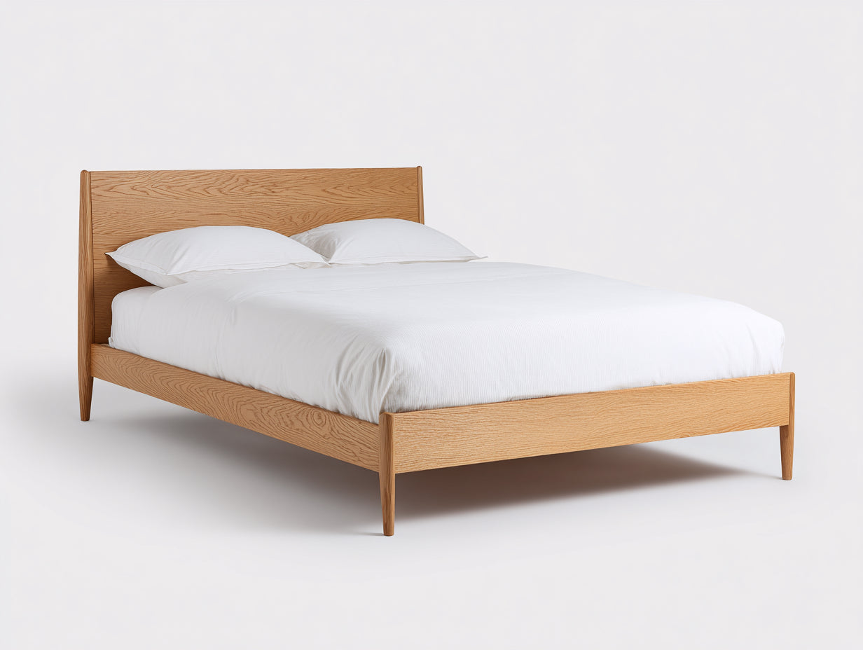 Letto matrimoniale - Legno - 209x167x103 cm - Rovere miele - moderno naturale