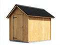 Casetta da giardino - legno-metallo - 255x195x230 cm - legno naturale-nero - stile moderno rustico