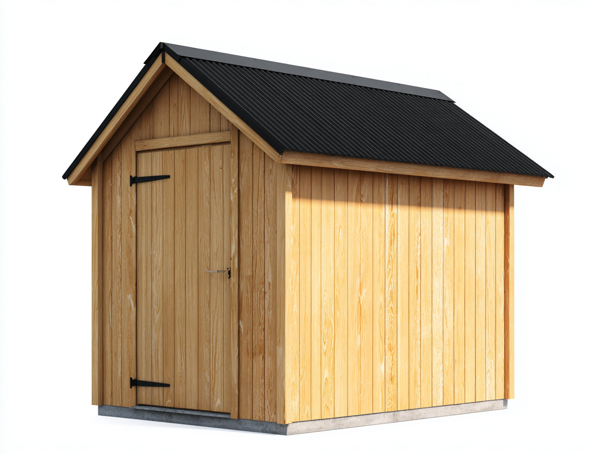Casetta da giardino - legno-metallo - 255x195x230 cm - legno naturale-nero - stile moderno rustico