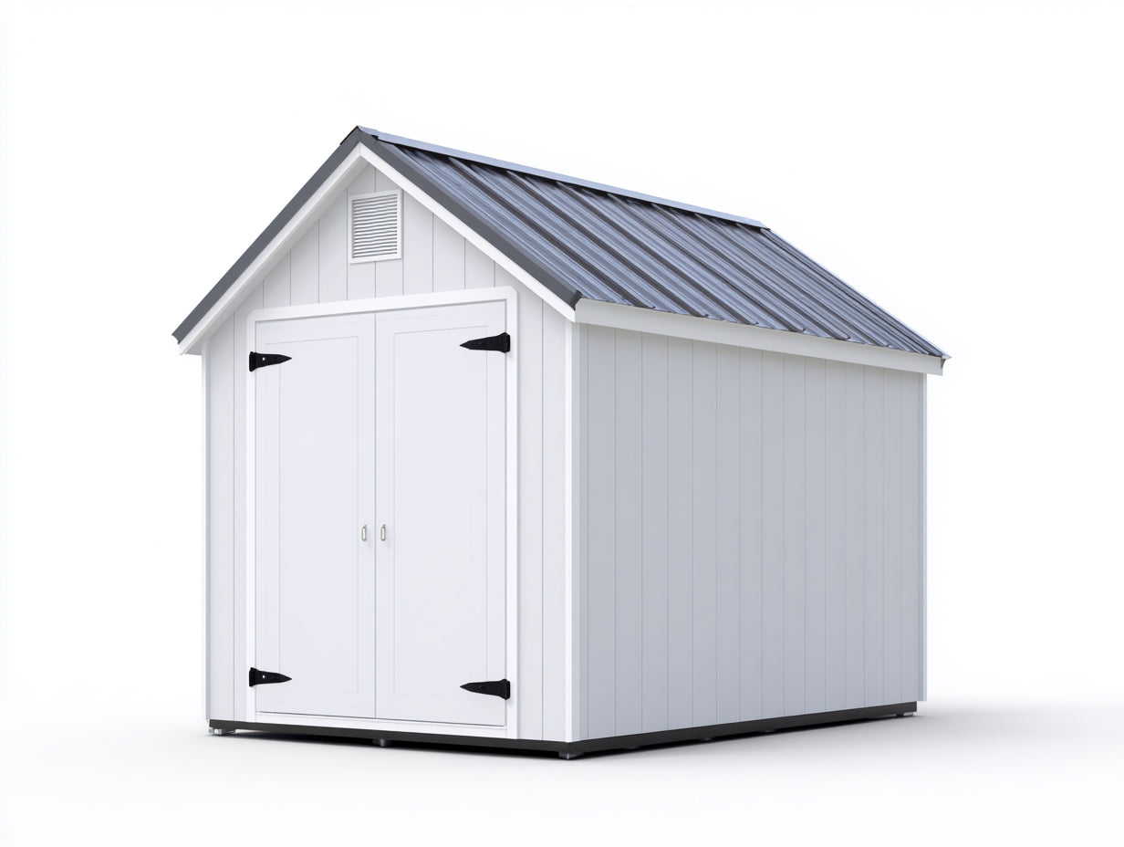 Casetta da giardino - resina - 213x178x195 cm - bianco-grigio scuro - stile moderno funzionale