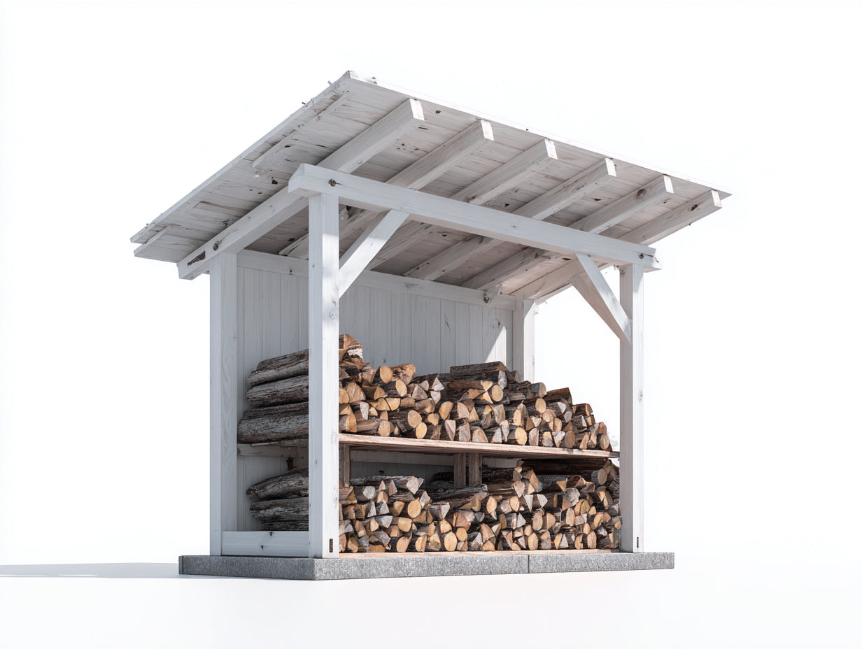 Portalegna - legno-cemento - 210 x 85 x 205 cm - Bianco-Grigio - rustico