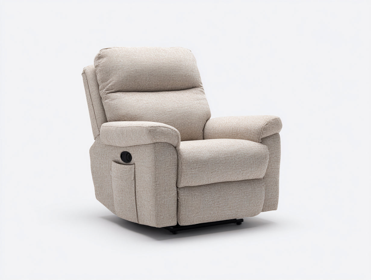 Poltrona reclinabile-Tessuto-Metallo-88x97x108 cm-Beige-Classico comfort