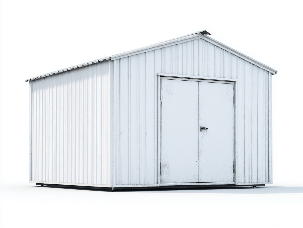 Casetta da giardino - metallo - 340x215x235 cm - bianco - stile essenziale industriale