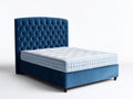 Letto matrimoniale - Velluto-Legno - 216x176x128 cm - Blu petrolio - classico capitonné
