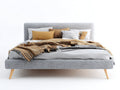 Letto matrimoniale - tessuto-legno - 211x171x98 cm - grigio-rovere naturale - scandinavo moderno