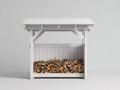 Portalegna - legno - 118 x 42 x 122 cm - Bianco - rustico