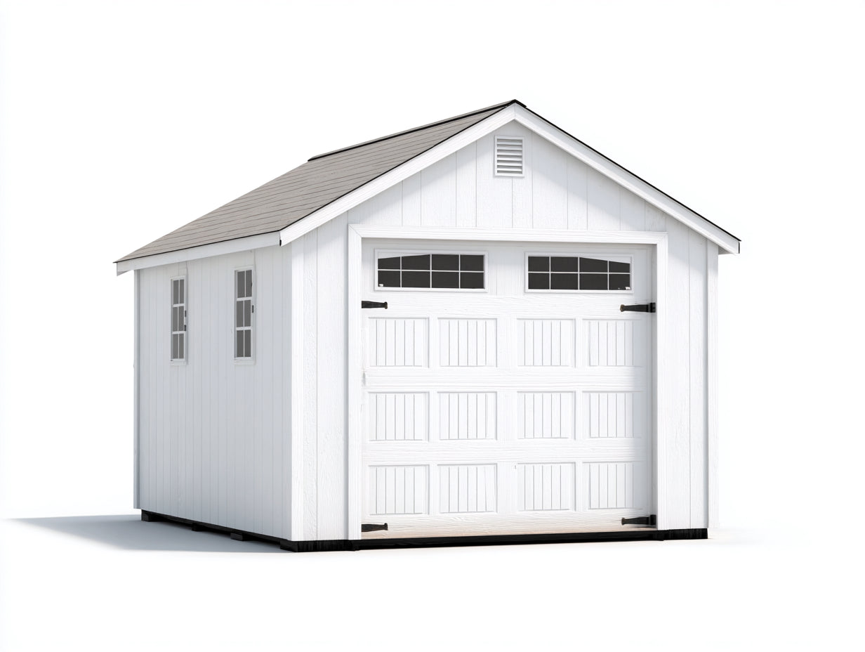 Casetta da giardino - legno-vetro-guaina bituminosa - 360x240x265 cm - bianco-grigio - stile cottage garage
