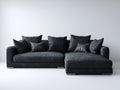 Divano angolare-Tessuto-Metallo-296x168x83 cm-Antracite-Acciaio lucido-Contemporaneo
